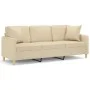 3-seater sofa with cream fabric cushions 180 cm by , Sofas - Ref: Foro24-3200919, Price: 270,47 €, Discount: %