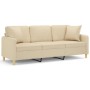 Sofá de 3 plazas con cojines tela color crema 180 cm de , Sofás - Ref: Foro24-3200919, Precio: 274,74 €, Descuento: %