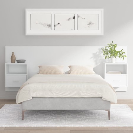 Cabecero de cama con mesitas madera contrachapada blanco