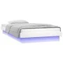 Bed frame with LED solid white wood 90x190 cm by , Beds and slatted bases - Ref: Foro24-820003, Price: 132,39 €, Discount: %