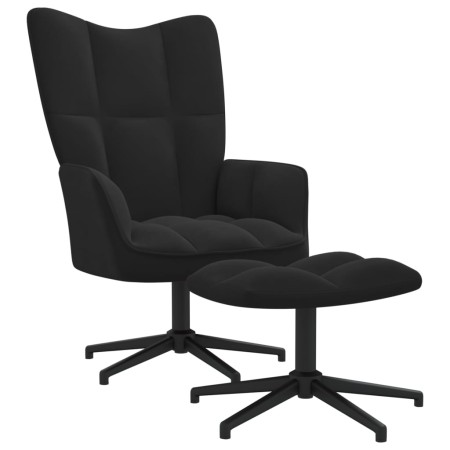 Sillón de relax con taburete terciopelo negro de , Sillones - Ref: Foro24-328112, Precio: 177,58 €, Descuento: %