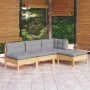 4-teiliges Gartenmöbel-Set und Kissen Zirbenholz grau von , Gartensets - Ref: Foro24-3096297, Preis: 310,67 €, Rabatt: %