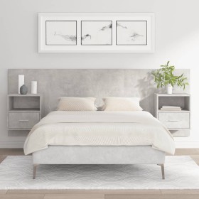 Cabecero de cama con mesitas madera contrachapada gris hormigón