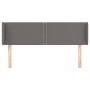 Cabecero de cuero sintético gris 147x16x78/88 cm