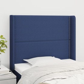Headboard with blue fabric ears 83x16x118/128 cm by , Headboards and footboards - Ref: Foro24-3119420, Price: 57,60 €, Discou...