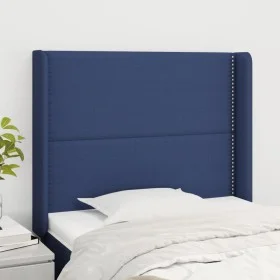 Headboard with blue fabric ears 83x16x118/128 cm by , Headboards and footboards - Ref: Foro24-3119420, Price: 57,09 €, Discou...