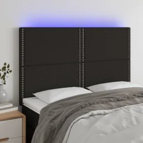 Headboard with LED lights black fabric 144x5x118/128 cm by , Headboards and footboards - Ref: Foro24-3122284, Price: 90,12 €,...