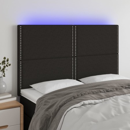 Kopfteil mit LED-Beleuchtung, schwarzer Stoff, 144 x 5 x 118/128 cm von , Kopf- und Fußteile - Ref: Foro24-3122284, Preis: 91...
