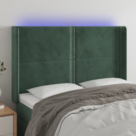 LED-Kopfteil aus dunkelgrünem Samt, 147 x 16 x 118/128 cm von , Kopf- und Fußteile - Ref: Foro24-3123959, Preis: 106,21 €, Ra...