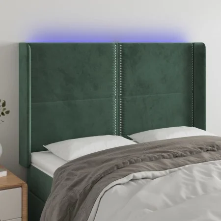 Cabecero con LED de terciopelo verde oscuro 147x16x118/128 cm de , Cabeceros y pies de cama - Ref: Foro24-3123959, Precio: 11...