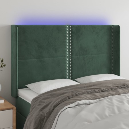 LED-Kopfteil aus dunkelgrünem Samt, 147 x 16 x 118/128 cm von , Kopf- und Fußteile - Ref: Foro24-3123959, Preis: 106,21 €, Ra...