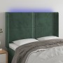 LED-Kopfteil aus dunkelgrünem Samt, 147 x 16 x 118/128 cm von , Kopf- und Fußteile - Ref: Foro24-3123959, Preis: 106,21 €, Ra...