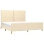 Bed frame with cream fabric headboard 160x200 cm by , Beds and slatted bases - Ref: Foro24-3124989, Price: 218,86 €, Discount: %
