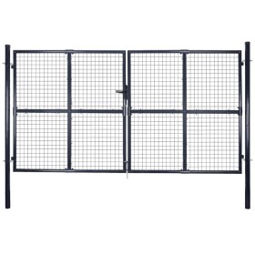 Puerta de malla de jardín acero galvanizado gris 289x175 cm de vidaXL, Puertas de jardín - Ref: Foro24-143366, Precio: 438,50...