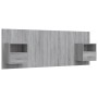 Cabecero de cama con mesitas madera contrachapada gris Sonoma