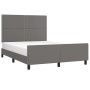 Bed frame with headboard gray synthetic leather 140x190 cm by , Beds and slatted bases - Ref: Foro24-3125510, Price: 192,06 €...