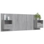Cabecero de cama con mesitas madera contrachapada gris Sonoma