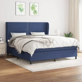 Box spring bed with blue fabric mattress 160x200 cm by , Beds and slatted bases - Ref: Foro24-3127899, Price: 530,95 €, Disco...