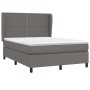 Box spring bed with gray synthetic leather mattress 140x200 cm by , Beds and slatted bases - Ref: Foro24-3128977, Price: 501,...