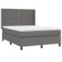 Cama box spring con colchón cuero sintético gris 140x200 cm de , Camas y somieres - Ref: Foro24-3132445, Precio: 496,77 €, De...