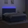 Boxspringbettmatratze und LED-Leuchten aus blauem Stoff 160x200 cm von , Betten und Lattenroste - Ref: Foro24-3134811, Preis:...