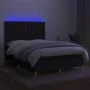 Box spring bed mattress and LED lights black fabric 140x190 cm by , Beds and slatted bases - Ref: Foro24-3135351, Price: 442,...
