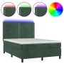 Box spring bed with mattress and LED dark green velvet 140x200cm by , Beds and slatted bases - Ref: Foro24-3136068, Price: 49...