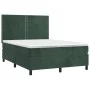 Box spring bed with mattress and LED dark green velvet 140x200cm by , Beds and slatted bases - Ref: Foro24-3136068, Price: 49...