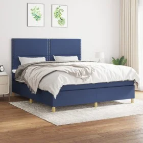 Box spring bed with blue fabric mattress 160x200 cm by , Beds and slatted bases - Ref: Foro24-3142271, Price: 516,63 €, Disco...