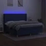 Box spring bed mattress and LED lights blue fabric 160x200 cm by , Beds and slatted bases - Ref: Foro24-3138811, Price: 532,2...