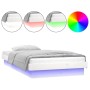 Bed frame with LED solid white wood 90x200 cm by , Beds and slatted bases - Ref: Foro24-819958, Price: 134,73 €, Discount: %
