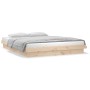 Bed frame with LED solid wood 140x200 cm by , Beds and slatted bases - Ref: Foro24-819972, Price: 143,34 €, Discount: %