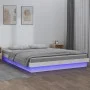 Bed frame with LED solid white wood 200x200 cm by , Beds and slatted bases - Ref: Foro24-819993, Price: 154,37 €, Discount: %