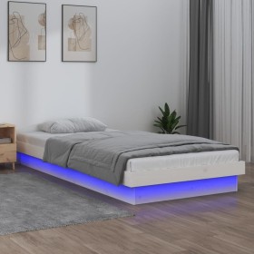 Bettgestell mit LED-Massivholz weiß 75x190 cm von , Betten und Lattenroste - Ref: Foro24-819998, Preis: 125,60 €, Rabatt: %