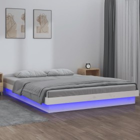 Bettgestell mit LED-Massivholz weiß 120x190 cm von , Betten und Lattenroste - Ref: Foro24-820008, Preis: 157,07 €, Rabatt: %