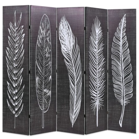 Falttrennwand 200x170 cm mit schwarzen und weißen Federn von vidaXL, Raumteiler - Ref: Foro24-245891, Preis: 133,56 €, Rabatt: %