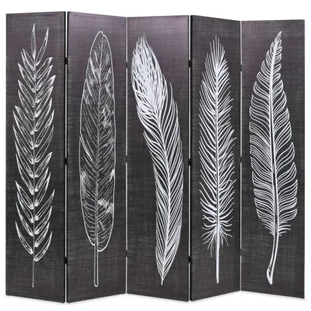 Folding divider screen 200x170 cm black and white feathers by vidaXL, Room dividers - Ref: Foro24-245891, Price: 130,28 €, Di...
