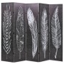Biombo divisor plegable 200x170 cm plumas blanco y negro de vidaXL, Divisores de ambientes - Ref: Foro24-245891, Precio: 127,...