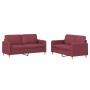 Two-piece sofa set with red wine fabric cushions. by , Sofas - Ref: Foro24-3202092, Price: 408,23 €, Discount: %