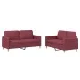 Two-piece sofa set with red wine fabric cushions. by , Sofas - Ref: Foro24-3202092, Price: 402,02 €, Discount: %