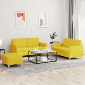 Sofa set with cushions 3 pieces light yellow fabric by , Sofas - Ref: Foro24-3202099, Price: 455,90 €, Discount: %