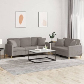 Juego de sofás con cojines 2 piezas tela gris taupe de , Sofás - Ref: Foro24-3202141, Precio: 498,35 €, Descuento: %