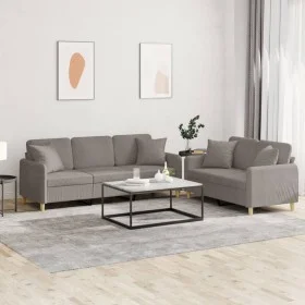 Sofa set with 2 pieces of gray taupe fabric cushions by , Sofas - Ref: Foro24-3202141, Price: 481,50 €, Discount: %