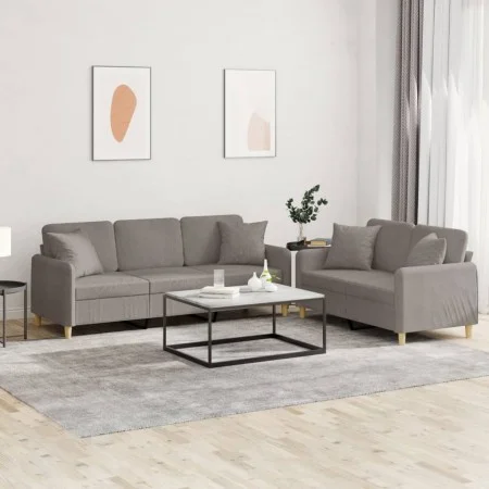 Sofa set with 2 pieces of gray taupe fabric cushions by , Sofas - Ref: Foro24-3202141, Price: 481,50 €, Discount: %