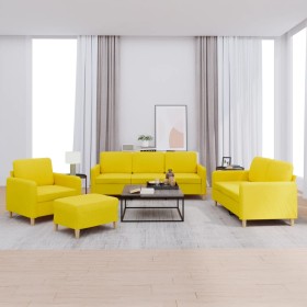Juego de sofás con cojines 4 piezas tela amarillo claro