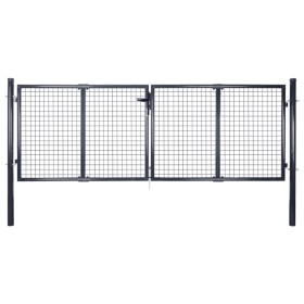 Garden mesh gate gray galvanized steel 289x100 cm by vidaXL, garden gates - Ref: Foro24-143363, Price: 231,94 €, Discount: %