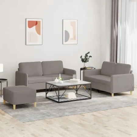 Three-piece sofa set with gray taupe fabric cushions by , Sofas - Ref: Foro24-3202101, Price: 461,12 €, Discount: %