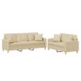 Sofa set with cushions 2 pieces cream fabric by , Sofas - Ref: Foro24-3202136, Price: 492,88 €, Discount: %