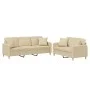 Sofa set with cushions 2 pieces cream fabric by , Sofas - Ref: Foro24-3202136, Price: 485,08 €, Discount: %