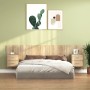 Cabecero de cama con mesitas madera contrachapada roble Sonoma